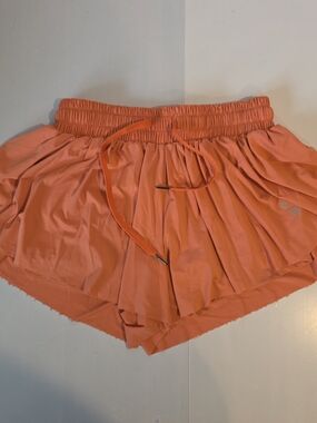 Women’s Athletic Shorts with Drawstring Waist in Coral Orange